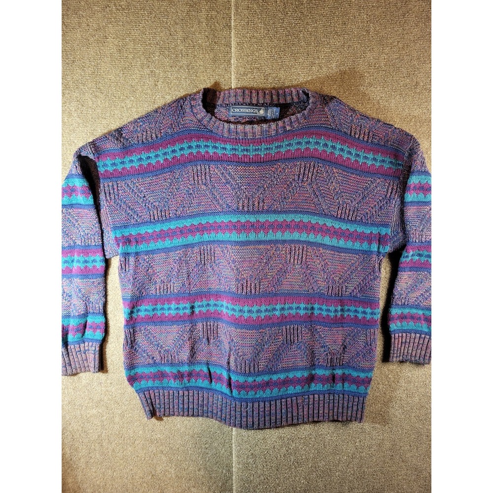 Vintage 90s Crossings 100% Cotton Size Large  Geomentric Sweater Grandpa